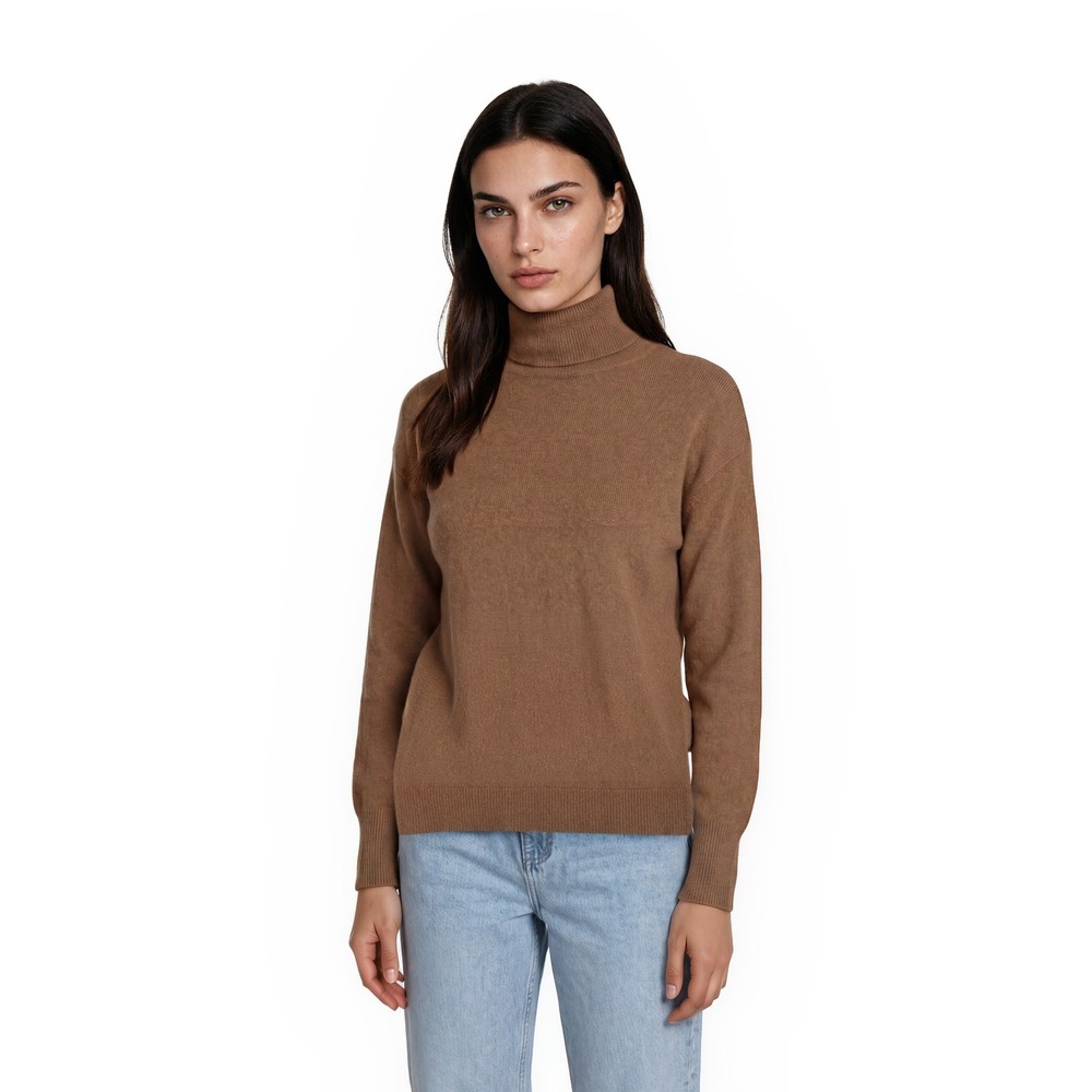 Nordstrom 100%‎ Cashmere Turtleneck Sweater Women's Size XS Camel Brown Pullover